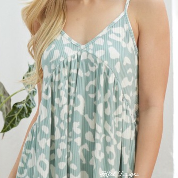 ❤️LAST 1! V Neck Ribbed Babydoll Leopard Cami Top! - Picture 7 of 7